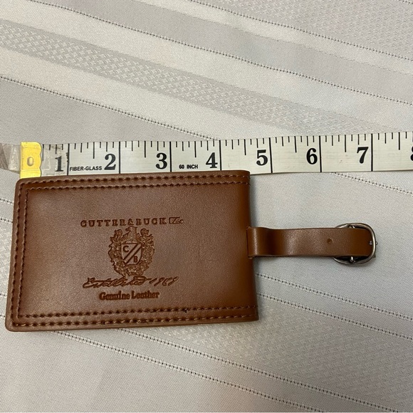 Cutter & Buck Genuine Leather Snap Closure Travel Luggage ID Name Tag - NEW - Picture 4 of 5